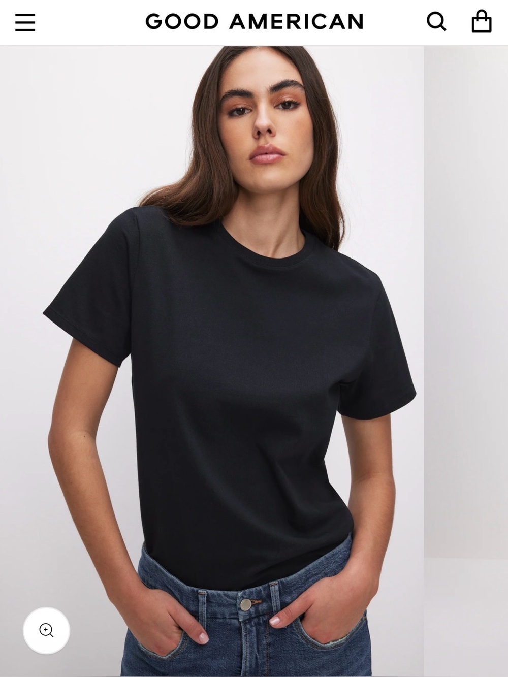 Good American Black Crewneck Tee
